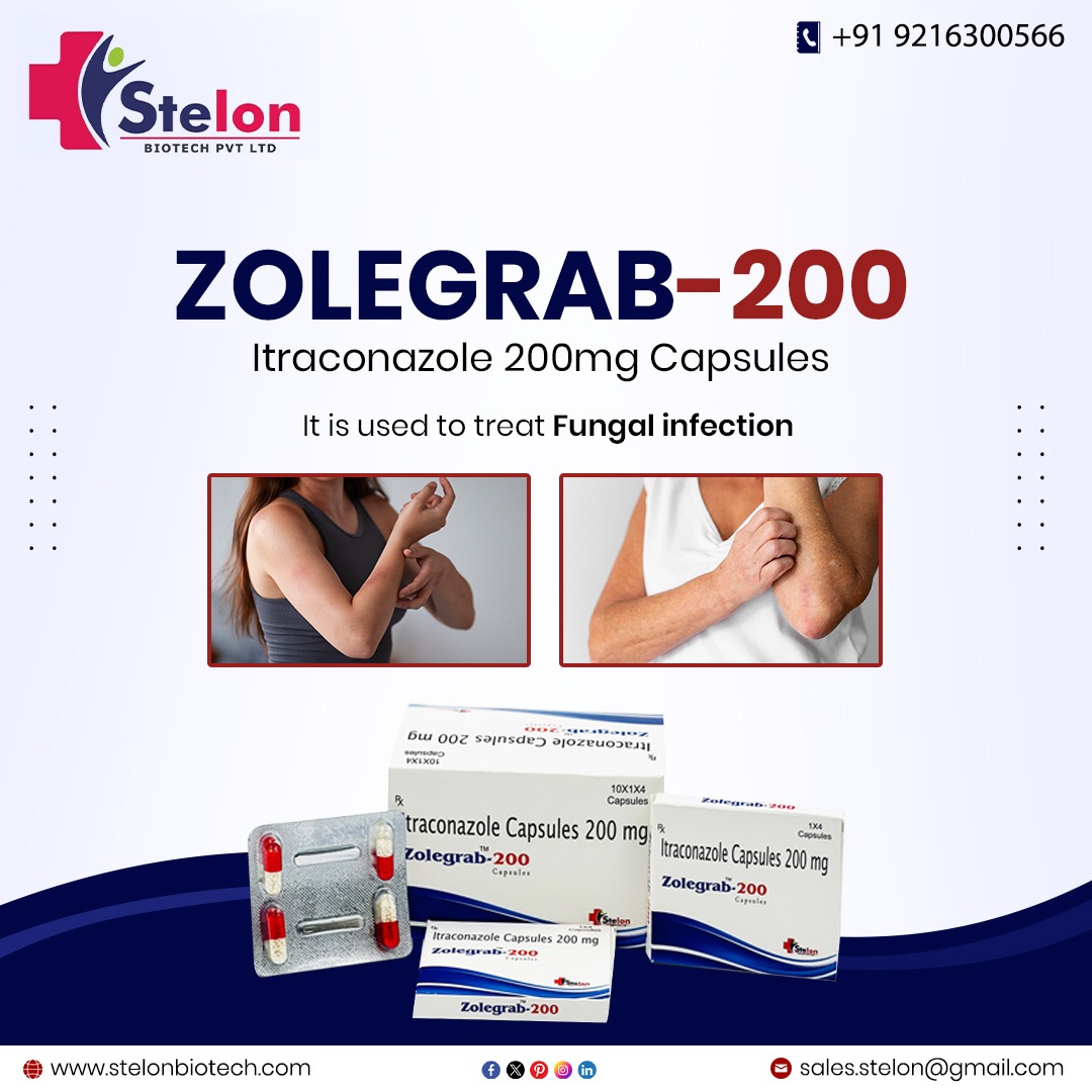 Introducing ZOLEGRAB-200 by STELON BIOTECH
for treating fungal infection
.
For More Info:
Visit: stelonbiotech.com
Contact at +91-9216300566
Email at sales.stelon@gmail.com
#PCDPharmaFranchise #PCDPharma #PharmaFranchise  #pcdcompany #capsules #fungalinfection