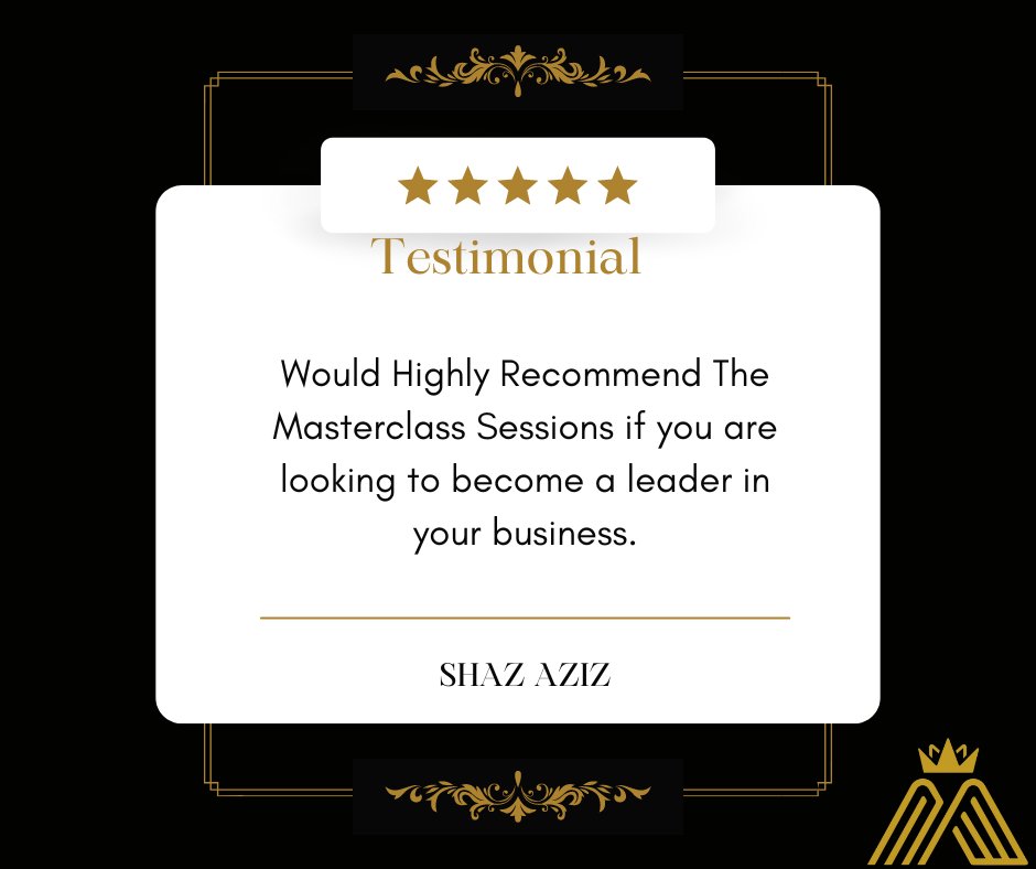 It's our favourite time of the week when we get to share a review from a happy The Masterclass Sessions attendee.

Thanks to Shaz for the great review.

#TheMasterclassSessions #LearnFromTheBest #LearnMoreToEarnMore #Business #Networking #DevelopInfluenceProfit#SelfDevelopment