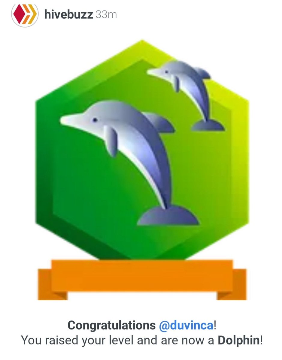 duvinca_'s tweet photo. New level achieved on #HIVE 
I'm a dolphin! 🤩🙌 
#hivebuzz #blockchain https://t.co/FBra6Sjd23