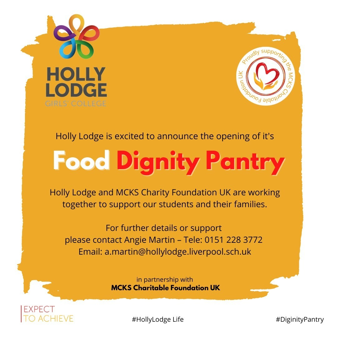 In co-operation with @MCKS Charity Foundation UK, We are able to provide support to our school community

If you need any help and or support due to the cost of living crisis, we can support you, please contact Angie Martin. 

 #HollyLodgeLife #HLGC #Expecttoachieve