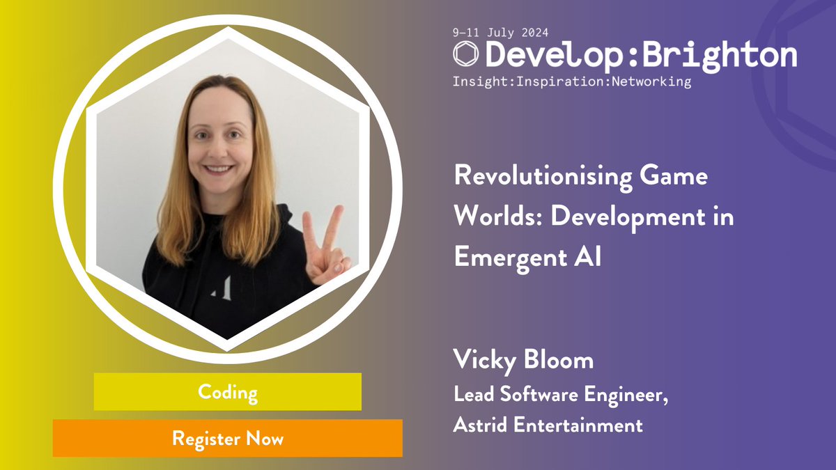 Vicky Bloom (@VickyBloom2_0), Lead Software Engineer at Astrid Entertainment, will be joining us at Develop:Brighton 2024 this summer. Don't miss their insights on leveraging AI to revolutionise game worlds. #DevelopConf
