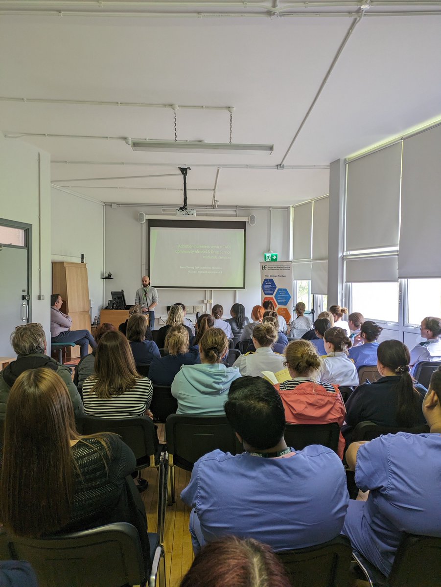 Excellent presentations from Lorraine Dardis CNS Liaison Psychiatry &amp; Barry Tierney CNM 1 Addiction Homeless (Midlands) at the #RHM Nursing Grand Rounds. Great opportunity to hear more about your interesting roles. Great attendance &amp; feedback received. <a href="/emmaosullivan0/">Emma O'Sullivan</a> <a href="/GSGerShaw/">Dr. Geraldine Shaw</a>