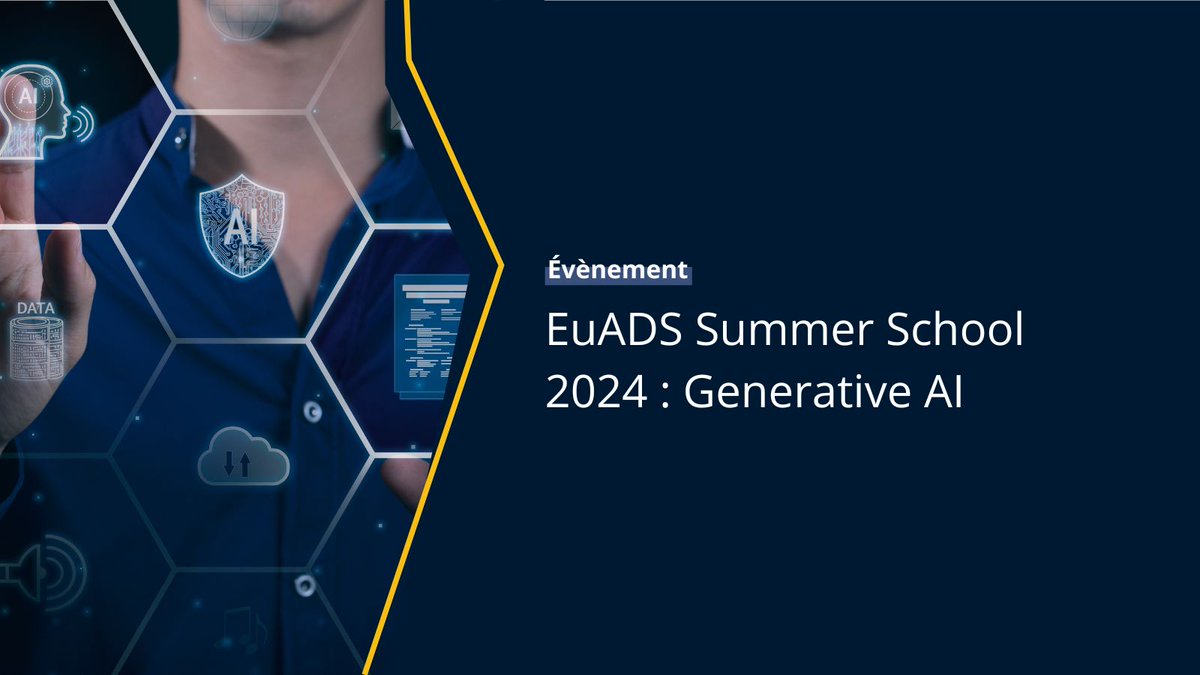 EuADS Summer School 2024 : Generative #AI 🤖 📅Wednesday June 19th to Friday June 21th 2024 📍Maison d’Acceuil 50, avenue Gaston Diderich L-1420 #Luxembourg 💡The summer school will be preceded by a public event on Tuesday, June 18th starting 13:00 pm 🔗 gd.lu/cWmhj0