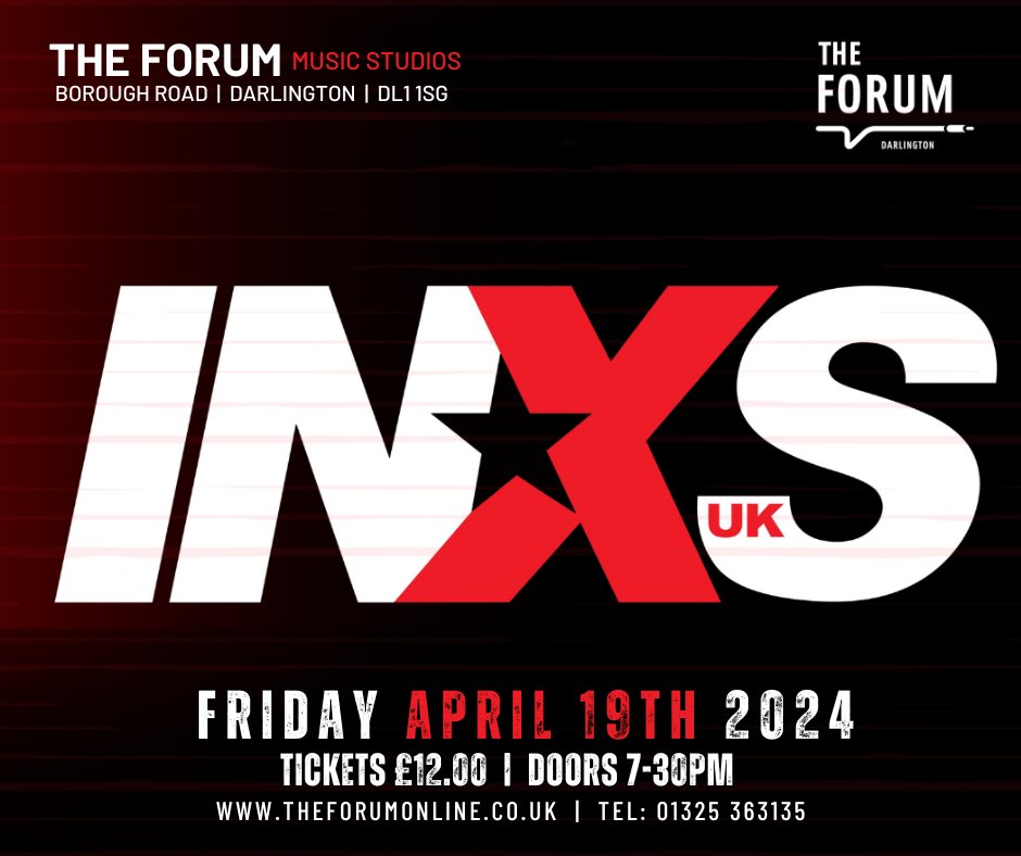 Still tickets left for #fridaynight for this great band paying homage to Australian Rockers INXS
#dontmissout 
@darloforculture @lovedarlouk @gigsnortheast @whatsonne