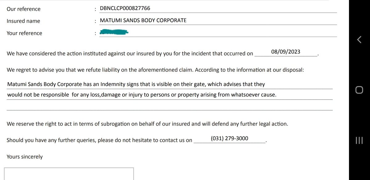 I wonder if the residents vehicle claims would also be refuted because of signage? Your clients gate damaged my car, and I am liable because of signage?  Must be completely delusional to think I would accept this. <a href="/Hollard/">Hollard Insurance</a> <a href="/Ntombii_/">👸🏾</a> <a href="/ChrisExcel102/">ChrisExcel</a> Your audience must see your ways