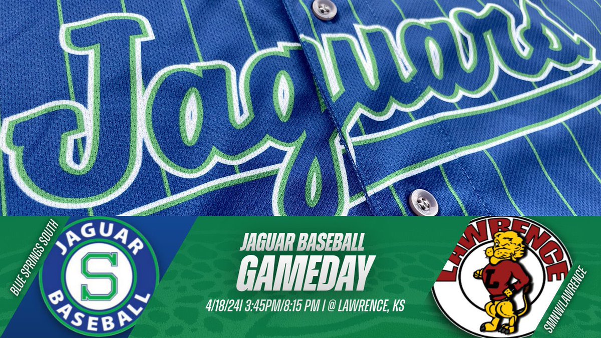 The Jaguars are in action today in the River City Baseball Festival in Lawrence, KS. 3:45 PM vs Shawnee Mission NW at Free State HS 8:15 PM vs Lawrence at KU