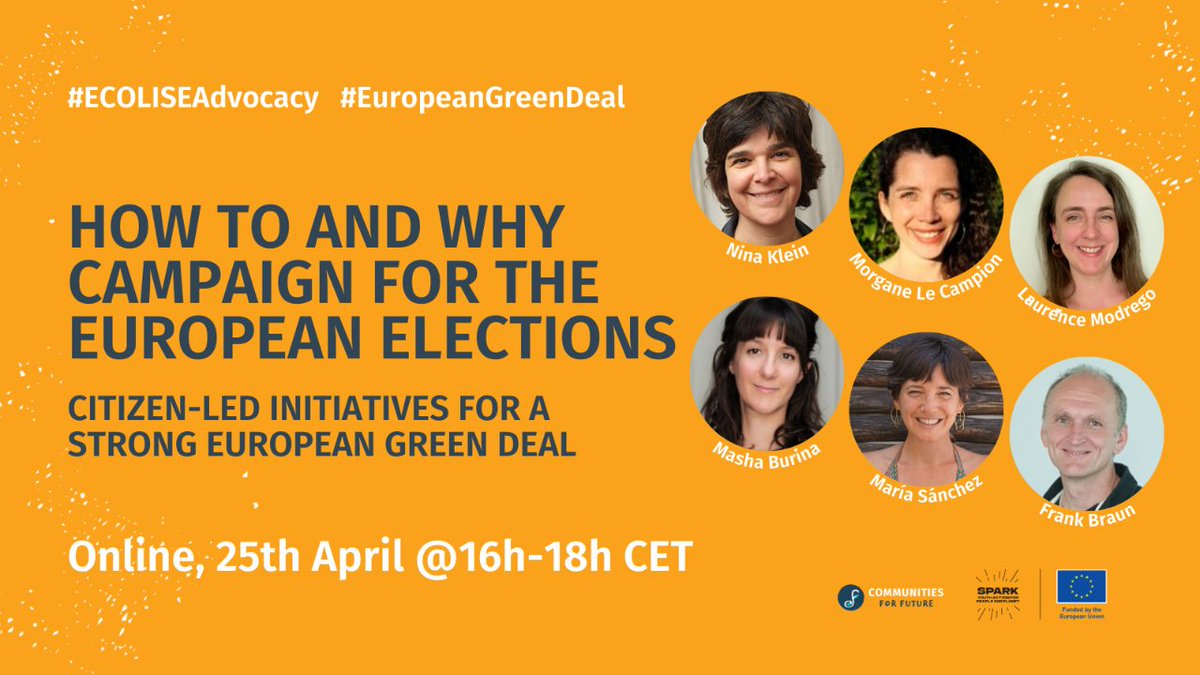 🚨 The upcoming #EUelections are a make-or-break moment for the Green Deal, yet there is a clear demand from citizens for increased climate action Join us online on 25 April 16:00-18:00 (CET) to discuss why and how to campaign for the European elections 👇 i.mtr.cool/oztlpbrqbx