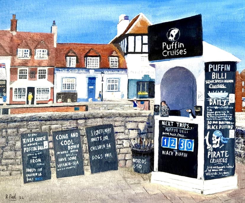 An attractive piece of artwork of Lymington Quay and the Ship Inn by Artist Richard PAUL.