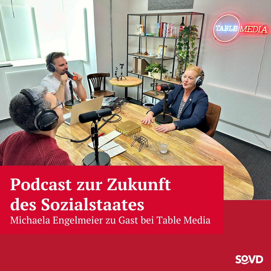 🎙️ SoVD-Vorstandsvorsitzende Michaela Engelmeier @michaelaengel war zu Gast beim Podcast „Table Today“ von @Table_Media_ . Mit Okan Bellikli @okbelli sprach sie über den Zustand und die Zukunft des Sozialstaates und die Arbeit von Sozialverbänden. 👇 Hier geht es zum Podcast,