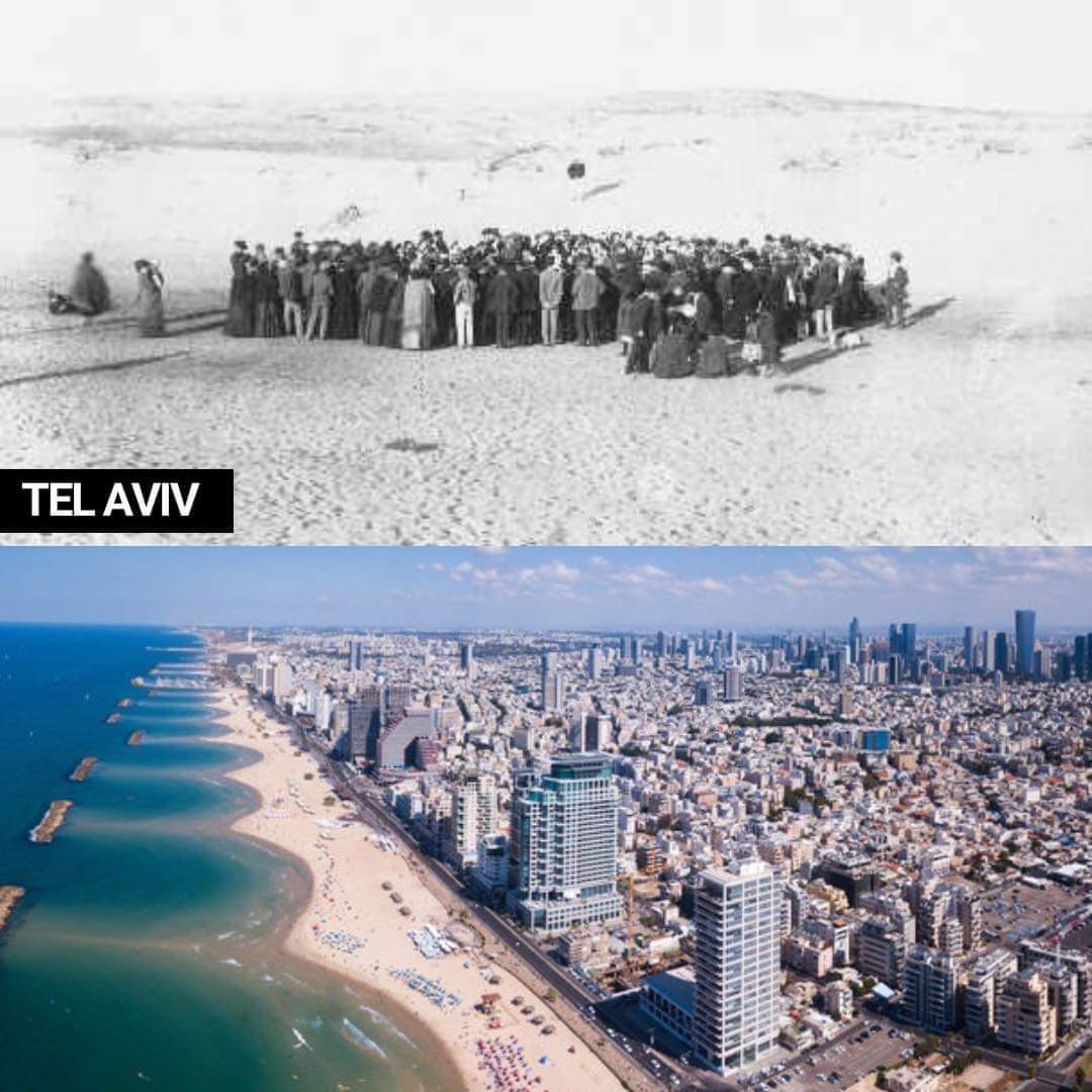 قبل مئة عام رجعنا إلى أراضينا وعمرناها.
تل أبيب عىروسة الشرق الأوسط