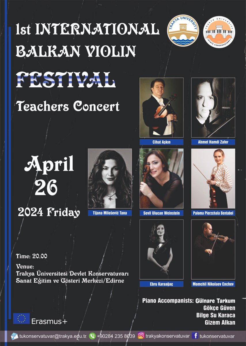 🎼 Davetlisiniz.. 📢 I. International Balkan Violin Festival 🗓️ 22-27 Nisan 2024 ⏰ 20.00 📍 Trakya Üniversitesi Devlet Konservatuarı Sanat Eğitim ve Gösteri Merkezi