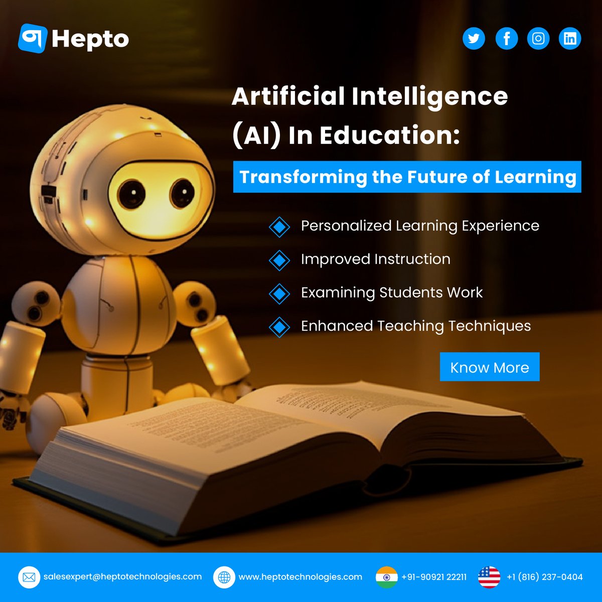 HeptoTech's tweet photo. Artificial Intelligence (AI) In Education: Transforming the Future of Learning

Unlock the power of Artificial Intelligence (AI) in education, reshaping the future of learning!

Visit us @ https://t.co/C3Yqadldk6 https://t.co/kf9depXzPx