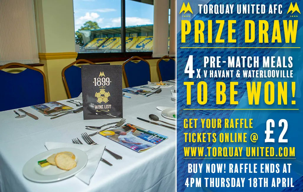 🟡 Meal For Four Prize Draw A member of the Yellow Army has kindly donated a meal for four ahead of our game on Saturday, which will be raffled to aid the club’s fundraising efforts, and finishes at 4pm today (Thursday 18th April). 👉 tinyurl.com/yw6kdmmy #tufc