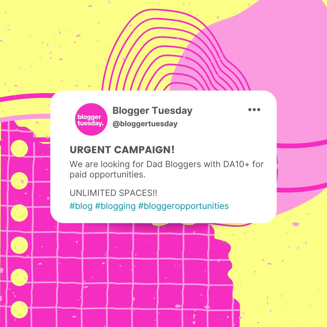 BloggerTuesday's tweet image. Good News!🥁🤩

😎We have unlimited positions available for bloggers within the Dad 🙋‍♂️niche!   

⤵️Drop your links below if you think you fit this category

  #blog#blogging #blogger #dadblogger #dadblog #daddyblog #bloggeropportunities