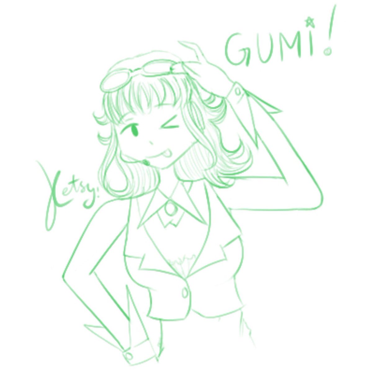 hiya , sorry for not posting one yesterday but heres another doodle i did !!! ^_^ 
also what do we think of the new signature ? i might use it for main acc and keep miqu for my art acc :3

#GUMI #VOCALOID