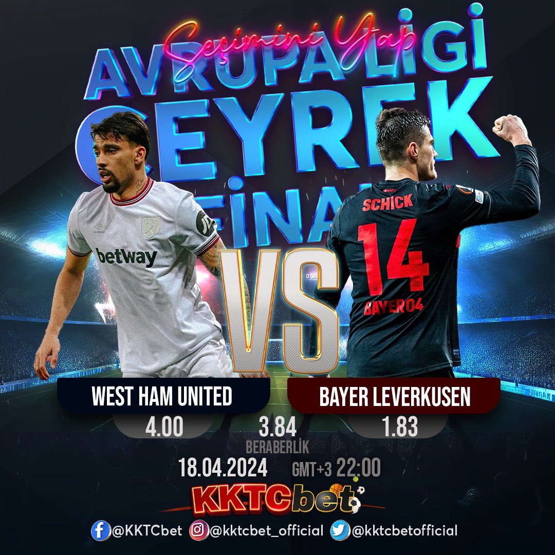 Seçimini Yap! West Ham United - Bayer Leverkusen - Favorin Kim? #match #matchday #favorite #win #kazan #gameday #futbol #followus #soccerlife #soccerplayer #soccerislife #soccerball #soccergame #soccerlove #soccerskills #soccer #uefaeuropeleague #WestHamUnited #bayerleverkusen