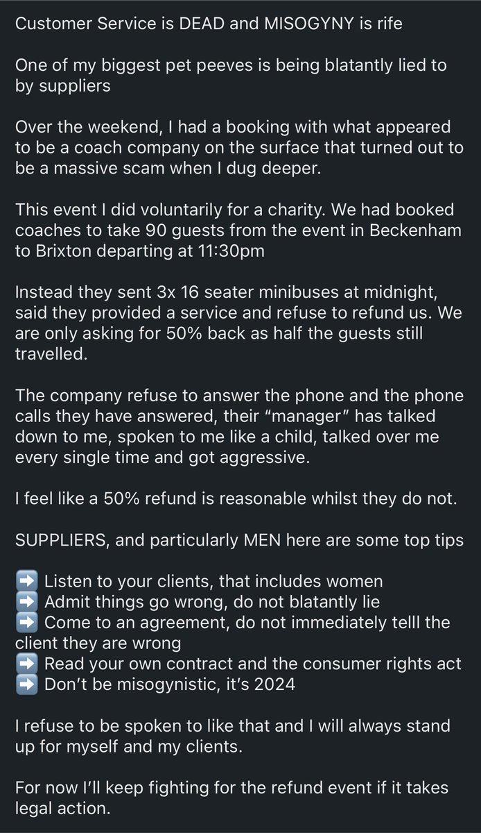AVOID “City Coaches UK” also going by “UK Coach Hire Ltd”

Especially if you’re a woman and especially if you want your coach to turn up.