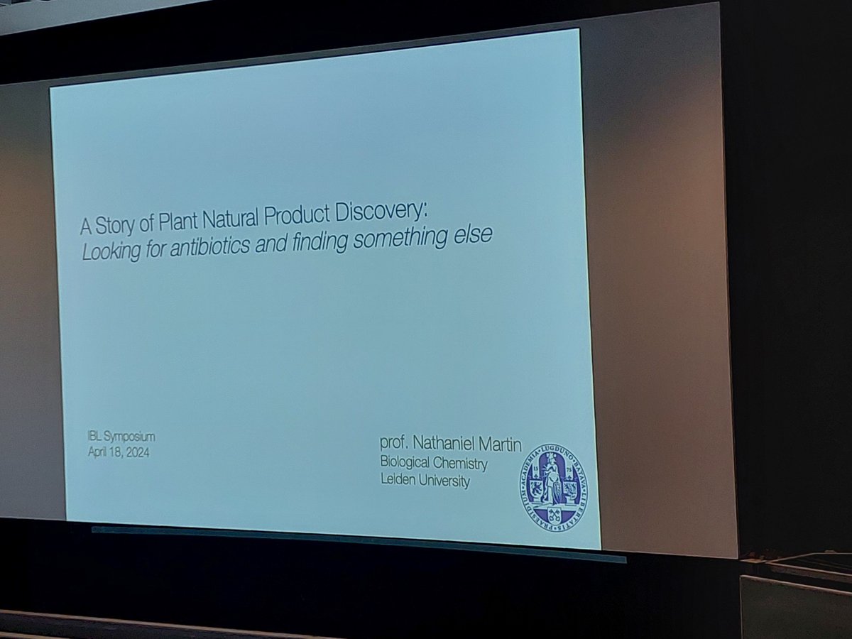Great talk by @NatMart_Chembio @LED3hub at the IBL Symposium of @LeidenBiology. He talked about an exciting new project, in which they looked at the antibacterial and anticancer activity of compounds from plant origins. Great new data with exciting applications!