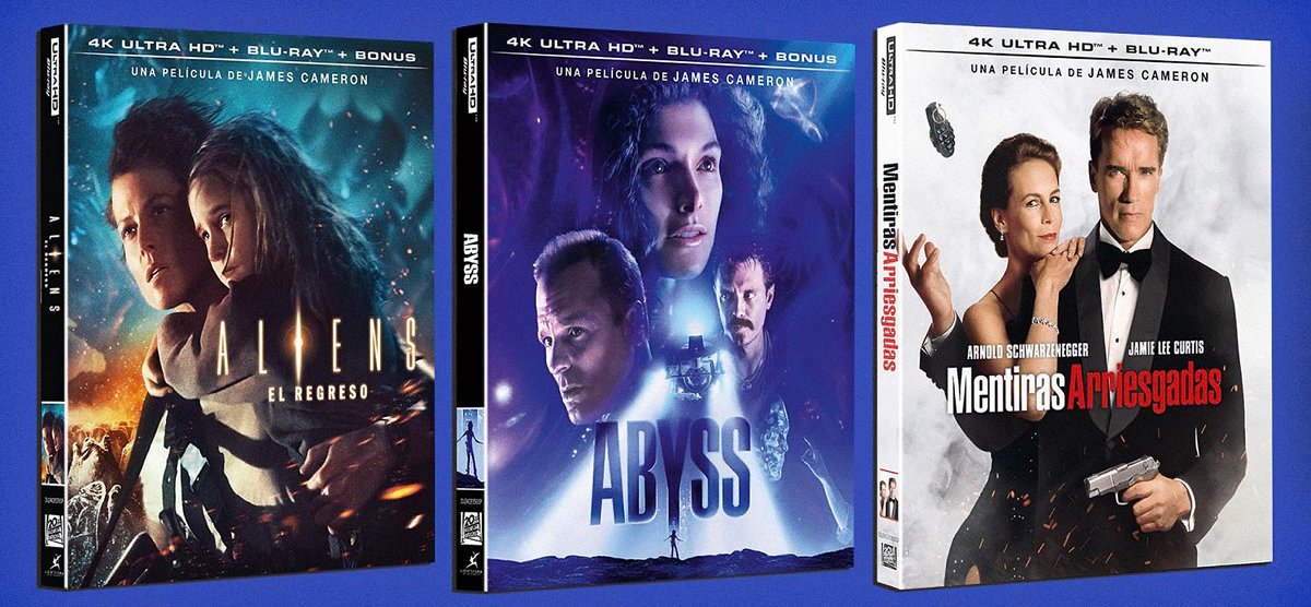 En una semana podrás disfrutar de estas maravillas de James Cameron por primera vez en ediciones 4KUHD+BluRay  + Funda + Extras. 
#Aliens👾#Abyss🤿#MentirasArriesgada💥