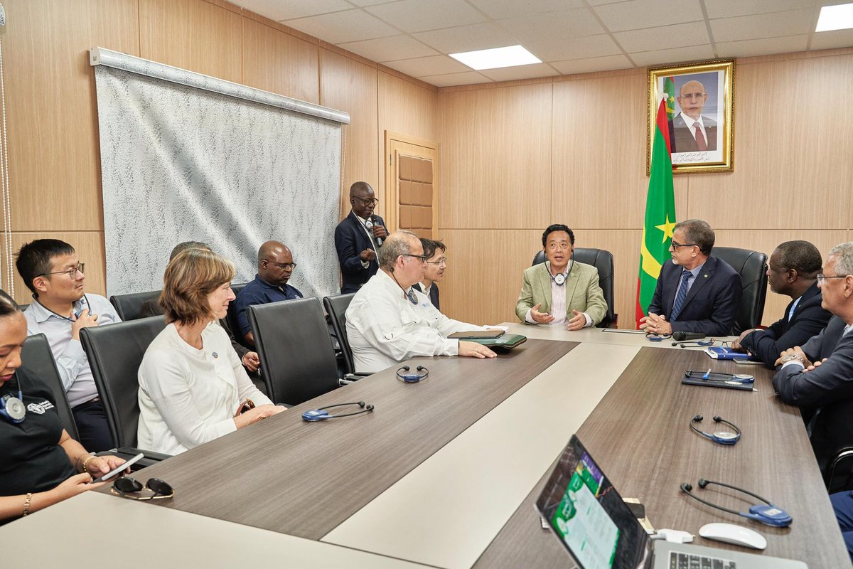 April 16, 2024, Nouakchott, Mauritania - FAO Director-General QU Dongyu meets General delegate TAAZOUR M. Hammoud Ould M'hamed ( General Delegation for National Solidarity and the Fight against Exclusion) ( Nouakchott - Mauritanie ). @FAOMauritania @ONUMauritanie @FAODG