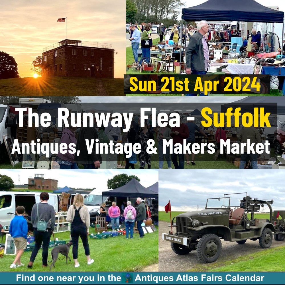 21st April The Runway Flea (Suffolk) antiques-atlas.com/antique_fair/t… Antiques, Vintage and Makers Market being held at the Debach Airfied home to the 493rd Bomb Group Museum From A Blackdog Event Ltd #antique #antiques #antiquefair #vintagefair #fleamarket