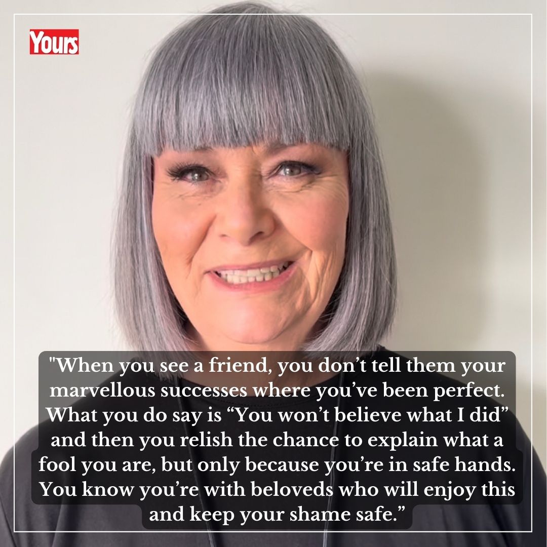 Listening to @Dawn_French on Fearne Cotton's 'Happy Place' podcast has got us thinking about our dear friends, whom we're lucky to have grown old disgracefully with and who accept us for all our wonderful imperfections. 🩶 #dawnfrench #friends #happyplace #quote #yoursmagazine