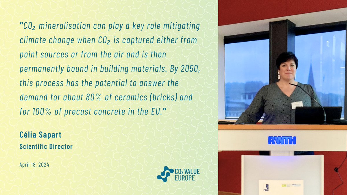 On Tuesday, our Scientific Director @cjsapart was a keynote speaker at @RILEM1947 International Conference, where she presented our report on #CCU’s contribution towards EU #climateneturality with a special focus on Mineral Carbonation 👏 Find more at bit.ly/3vN3aQR.