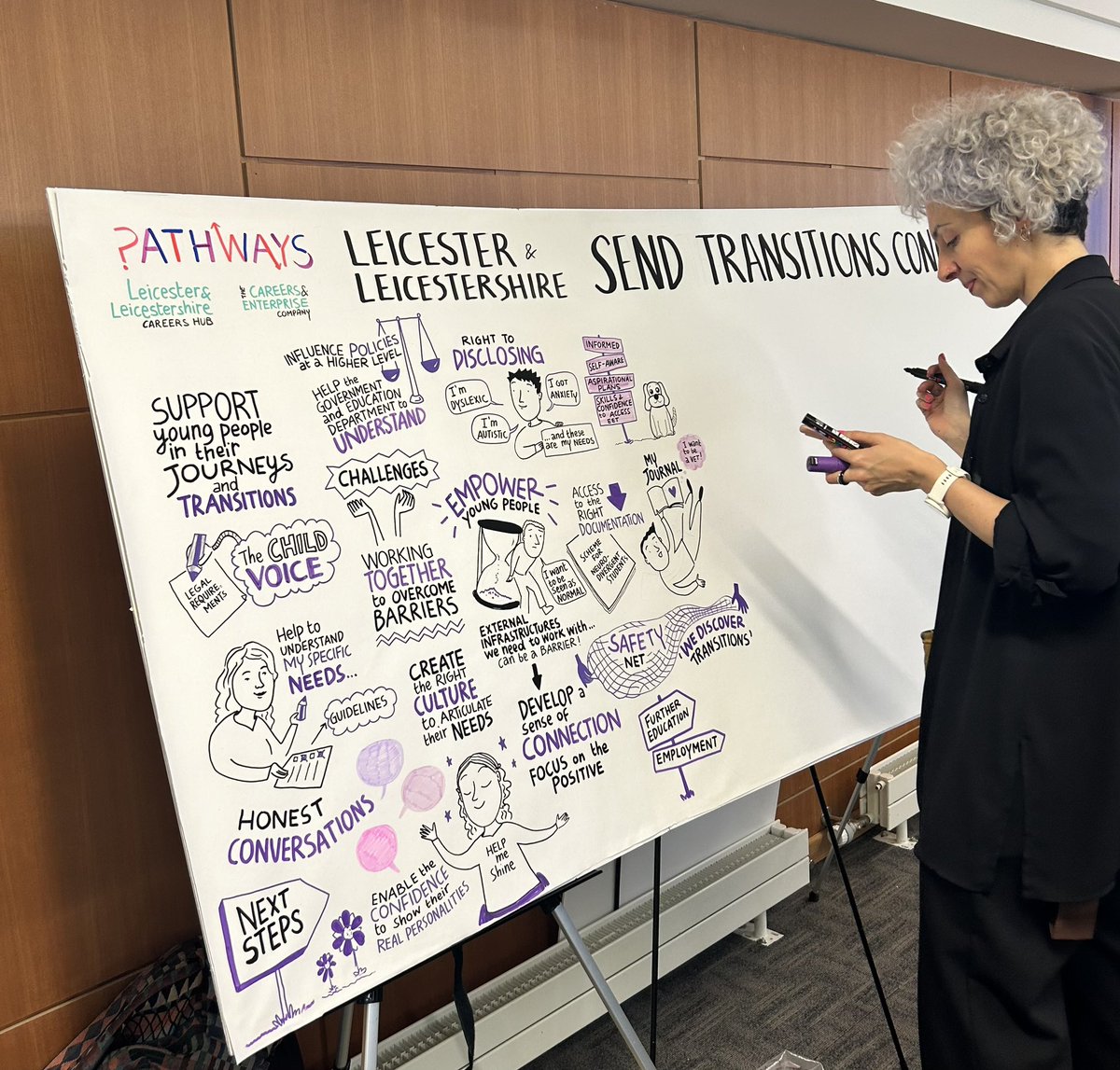 Honoured to be part of the @LLEPnews SEND transitions conf today and hear from lots of passionate people around how we can support young people to positively transition to FE/HE and employment. The day is being beautifully captured in visual form final pic to come ….