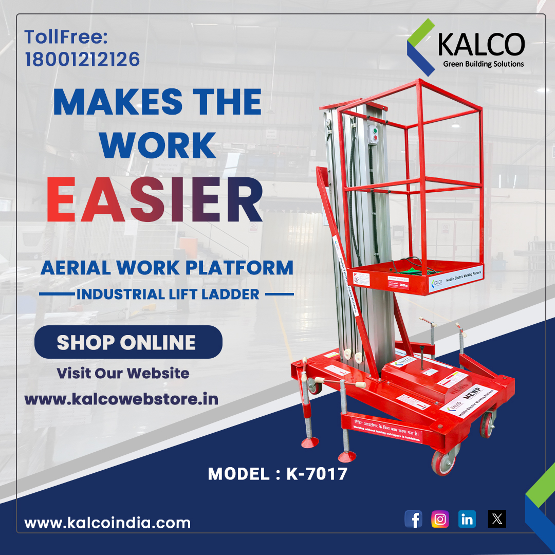 kalcoalusystem's tweet photo. Kalco's Mobile Electric Working Platform (MEWP) lift is your ultimate solution for overcoming challenges at construction sites, hotels, malls, and more. 
#KalcoQuality #SafetyFirst #kalcoindia #kalcodesigns #kalco #vocalforlocal #kalcowebstore https://t.co/CXX9frtsgk