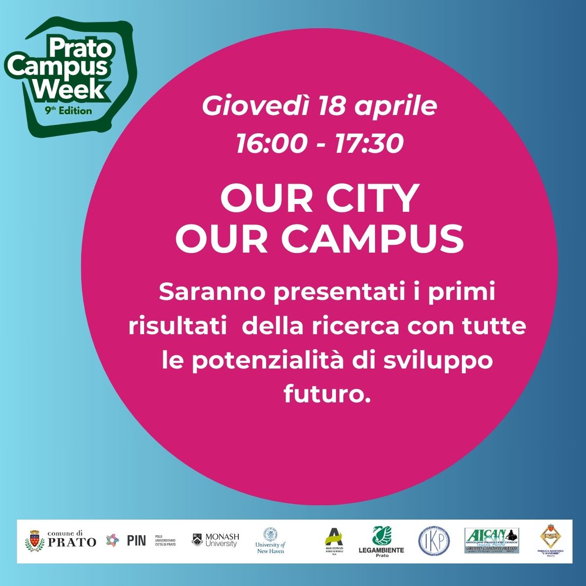 Si sta svolgendo in questi giorni la 9° edizione di Prato Campus Week, la festa delle Università a Prato. Grazie a @comunepo @quiprato @pinpoloprato @MonashUni @UNI_FIRENZE @UNewHavenPrato @LegambienteTosc @ikprato @aicanprato @PubblicaAssist @AliaServizi