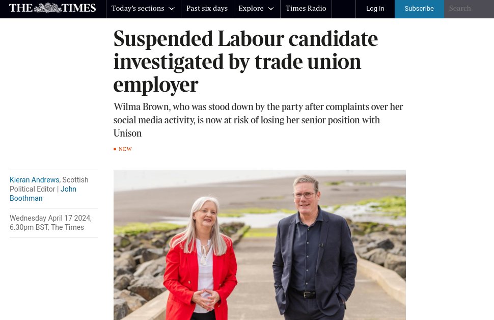 I nearly missed this. Wilma Brown could also lose her Unison union job. @AnasSarwar archive.md/7ZKmi