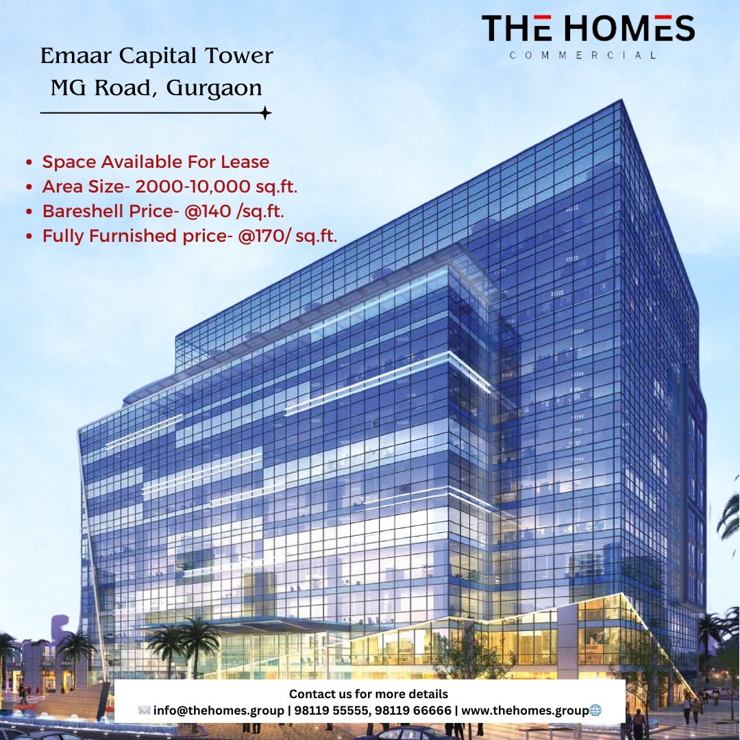 thehomes_group's tweet photo. Emaar Capital Tower
#commercials #commercialrealestate #homes #officespace #availableforsale #officesapaceavailable #bareshell #emaaroffice #gurgaonoffice #gurgaonpropeties #emaar #emaarbuilding #propertymanagement https://t.co/fCbBbpDSbx