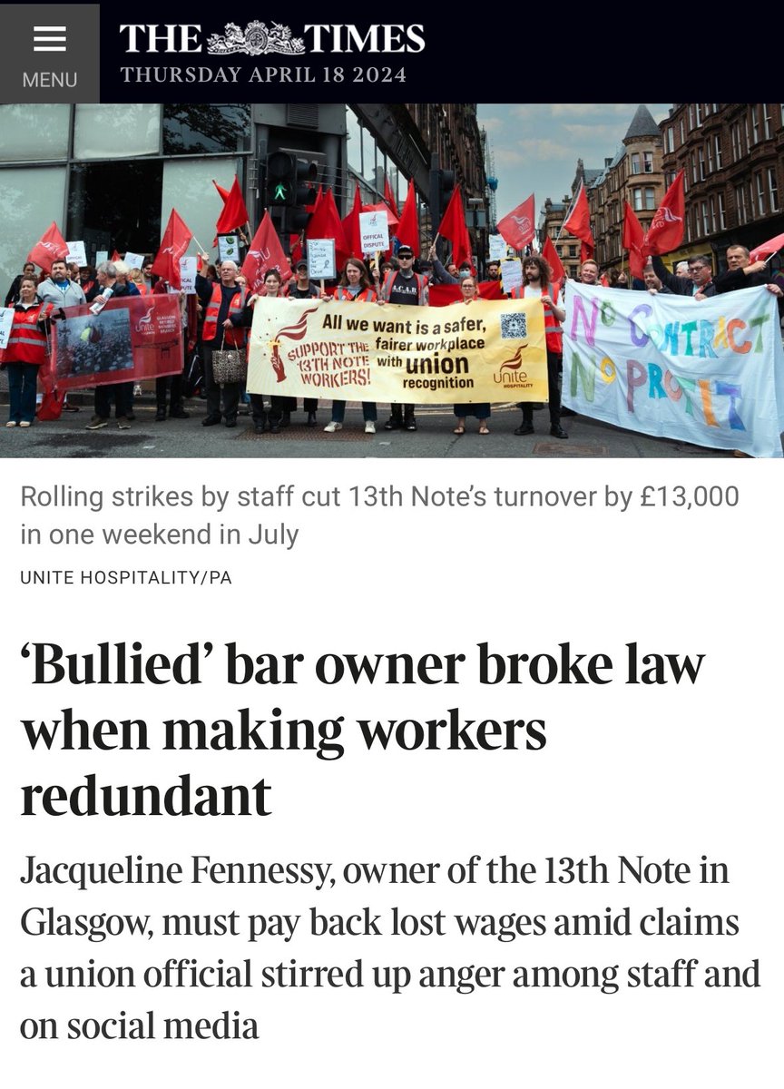 Notwithstanding the lies at the end, what a headline from a newspaper that absolutely does not want to be reporting on the victory of workers over greedy bosses.