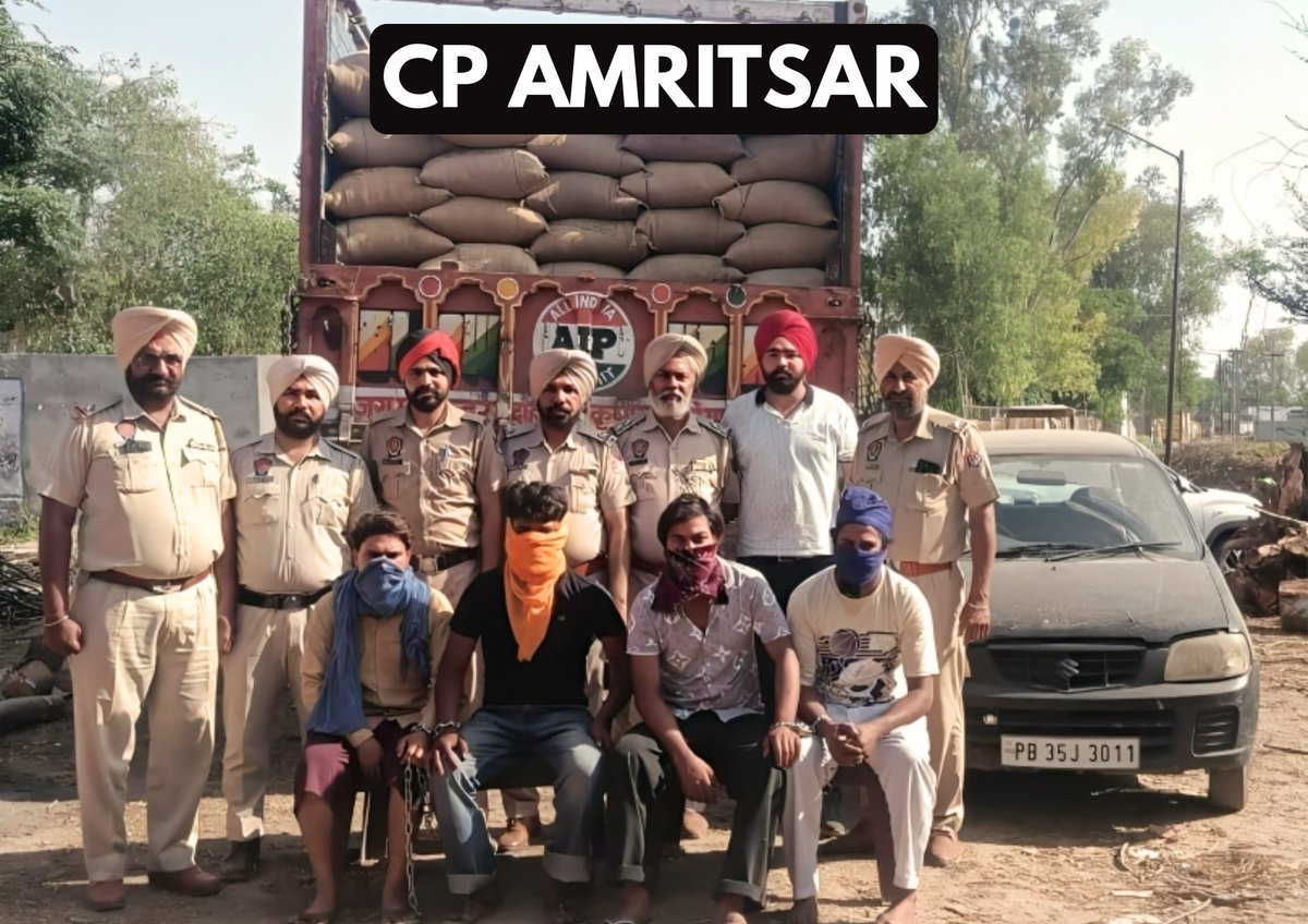 Commissionerate Police Amritsar cracks case of kidnapped truck drivers by dacoits within 24 hours, with arrest of 4 accused, and recovery of the truck, 30 Ton goods, recce car (Alto), and sharp weapons.

#ActionAgainstCrime