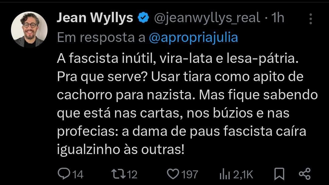 Esse é o tipo de gente que diz combater “discurso de ódio” e que quer regulamentar as redes sociais. Passam o dia inteiro espalhando mentiras e vociferando nas redes. Quanto mais eu exponho os patrões estrangeiros que financiam ONGs mais o ódio aumenta. Já chama o pai Soros…