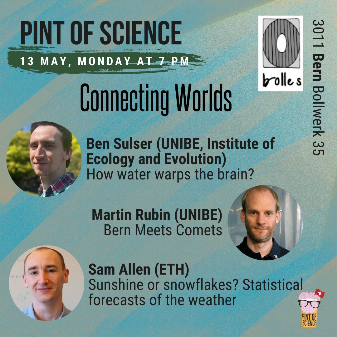 🐻 3 bars, 3 nights. Let's see, what will happen in Bern on the first day of 🍻#pintofscience 🇨🇭🧠#Festival 📌13. May - 7.00 PM 📍Obolles - Bern, Bollwerk 35😎Connecting Worlds 🇬🇧 📍Marta - Bern, Kramgasse 8😎Spuren der Zeit 🇩🇪 ➡️ pintofscience.ch/events/bern #PINT24 #GoodVibes