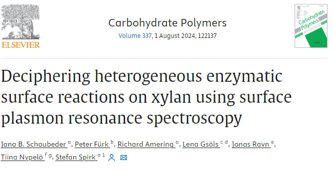 Jonas and coworkers investigated enzymes at surfaces rich in xylan using surface plasmon resonance spectroscopy: sciencedirect.com/science/articl…

Publications: bit.ly/Indbio-Publica…