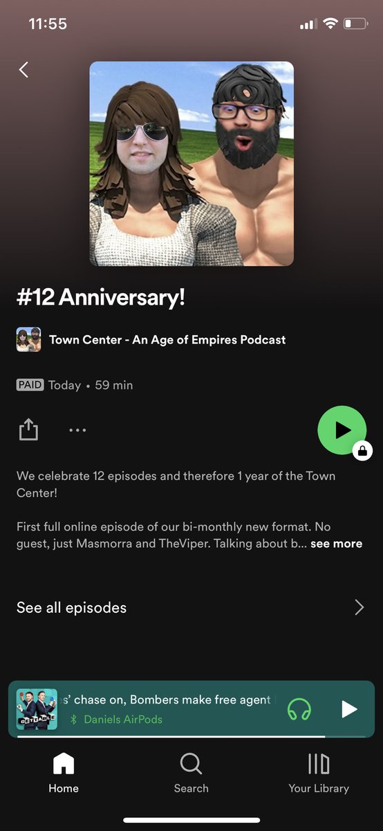 Bricky1997's tweet photo. @GamerLegionAoE Just so you know this is showing up as paid content on Spotify Uk, so not able to listen atm https://t.co/ffR2gte9yz