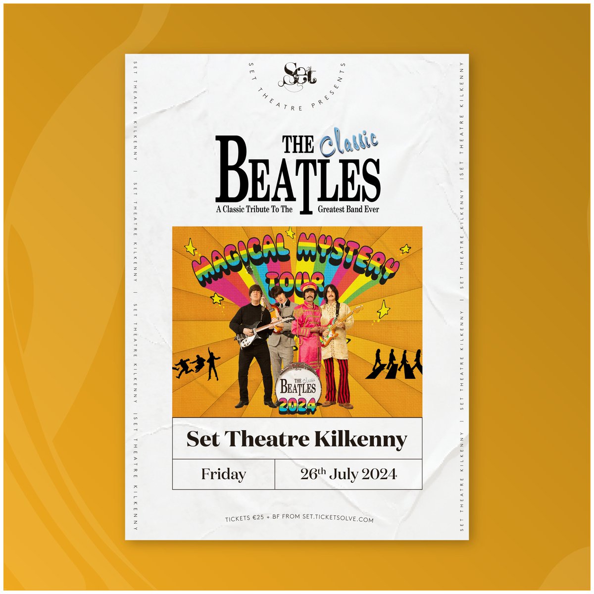 𝗦𝗛𝗢𝗪 𝗔𝗡𝗡𝗢𝗨𝗡𝗖𝗘𝗠𝗘𝗡𝗧 / 𝗢𝗡 𝗦𝗔𝗟𝗘 𝗡𝗢𝗪 The Classic Beatles Friday 26 July Set Theatre Kilkenny Tickets set.ticketsolve.com/shows/11736551… Fan favourites in the set include: Nowhere Man, Tomorrow Never Knows, A Day In The Life and loads more incredible songs