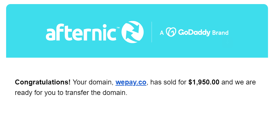 WePay {dot} co  SOLD for $1950 via <a href="/afternic/">Afternic</a>

#domains #domainnames #domain #domainname #domainsale #branding #startup #business #branding