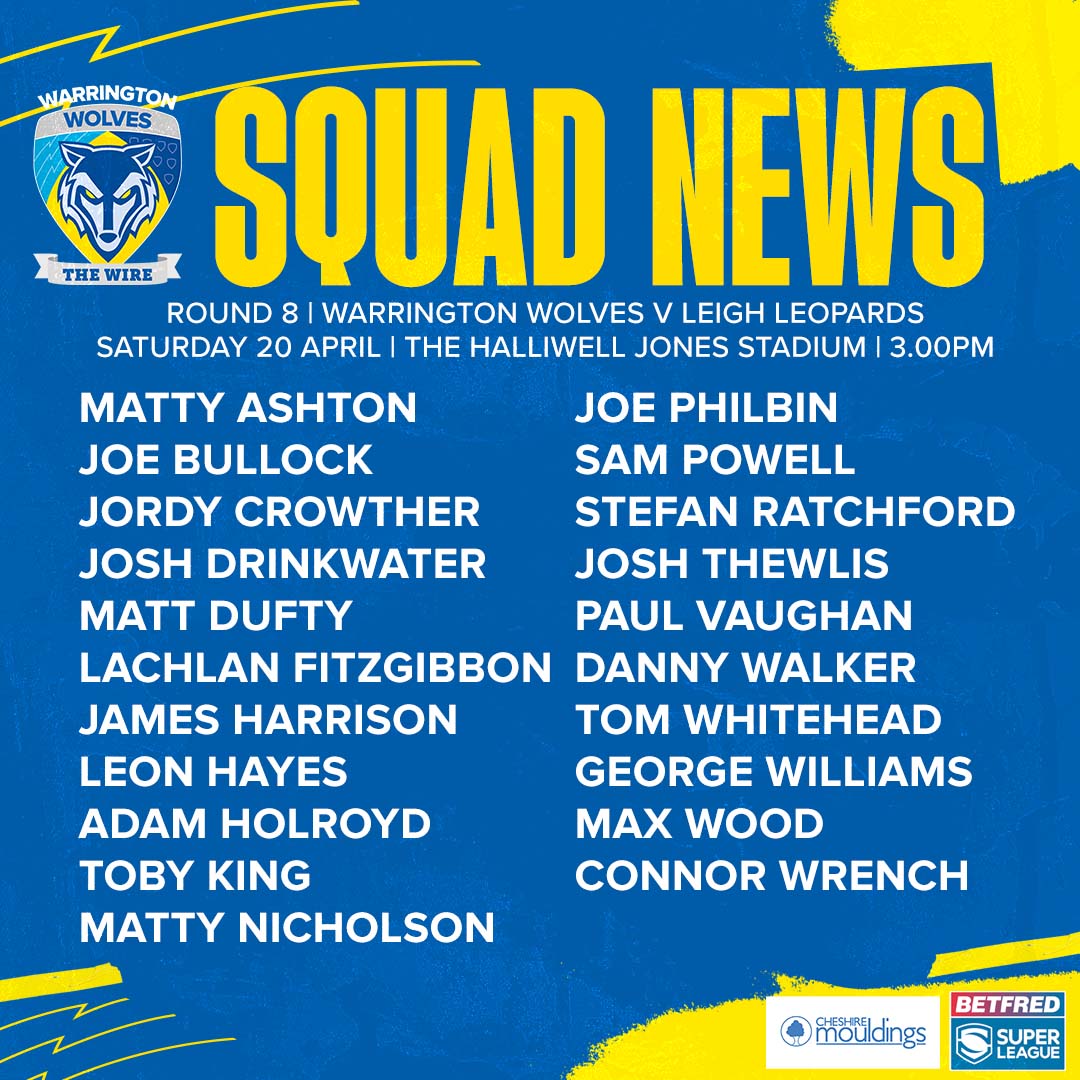 📋 SQUAD NEWS with @CheshireMould Our 21-man squad has been named to take on the Jaguars this Saturday 💪