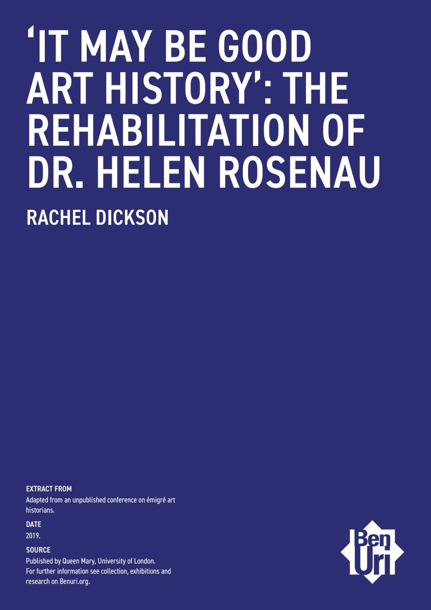 Read the essay “‘It may be good art history’: The rehabilitation of Dr. Helen Rosenau” ➡️ bit.ly/3ARiGJS #benuri #benurigallery #benuriexhibition #virtualmuseum #artgallery #identity #migration #jewishart #immigrantart #arteducation #essay #catalogue