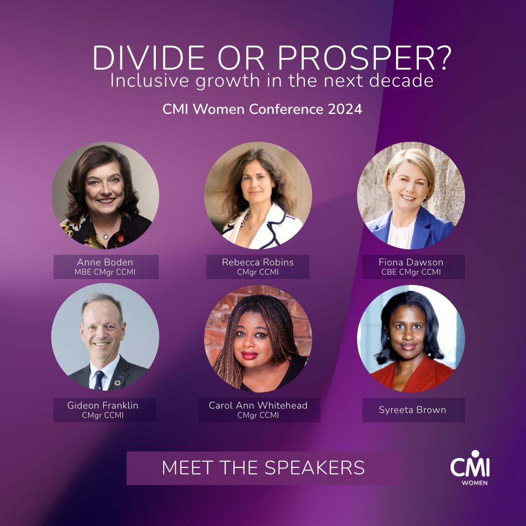 We're thrilled to announce additional speakers joining our upcoming #CMIWomenConference! 🎙️ Anne Boden, Rebecca Robins , Fiona Dawson, Gideon Franklin, Carol Ann Whitehead, and Syreeta Brown. 🎟️ Register now: bit.ly/3POjasf