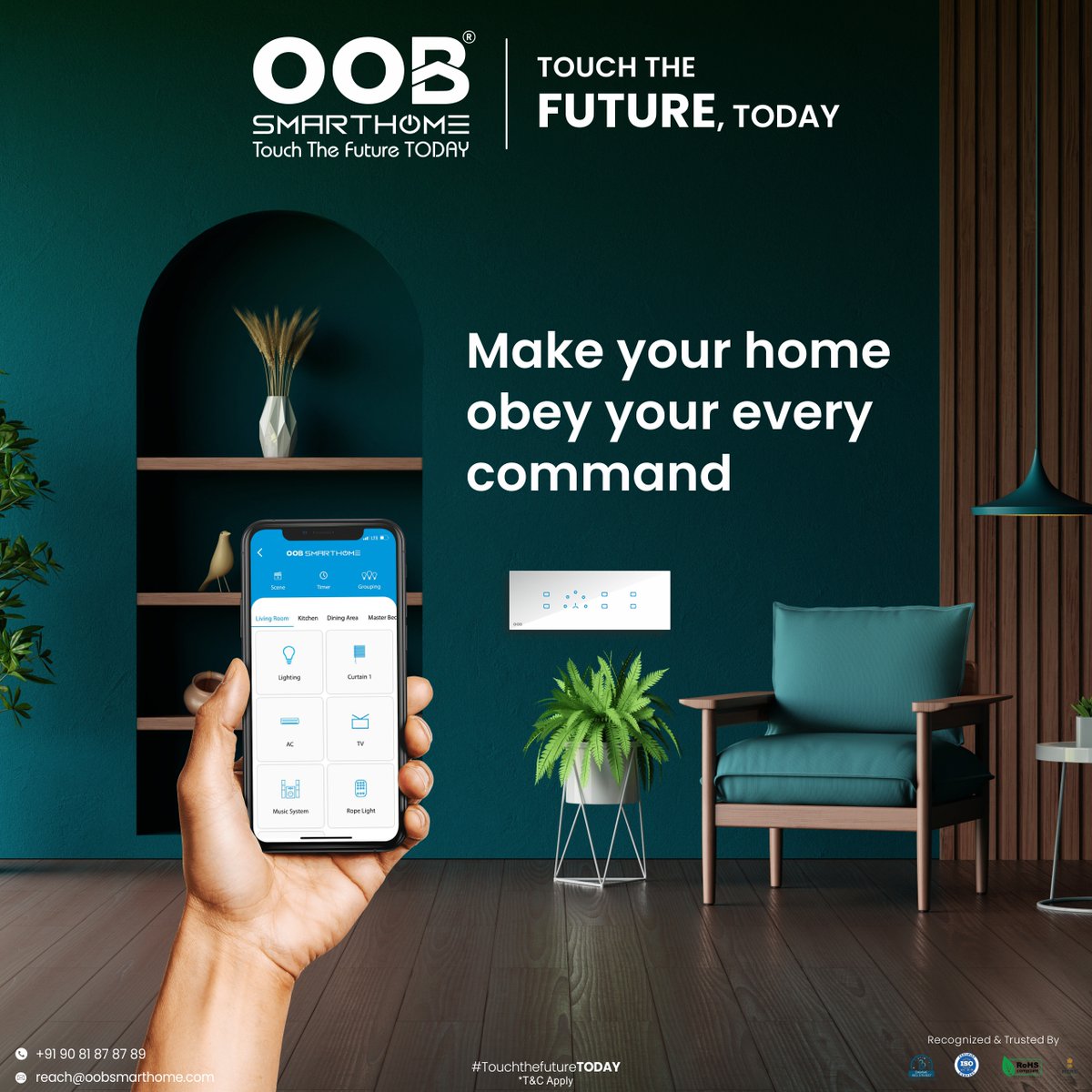 Make Your Home Respond to Your Every Command with Our Smart Solutions!

for quick inquiry call on: +91 90 81 87 87 89
.
.
#oobsmarthome #connectedhome #smarttechnology #viral #sorts #viralshorts #innovation #luxuryhomes #smarthomesystem #homeautomation #touchswitch #TouchSwitches