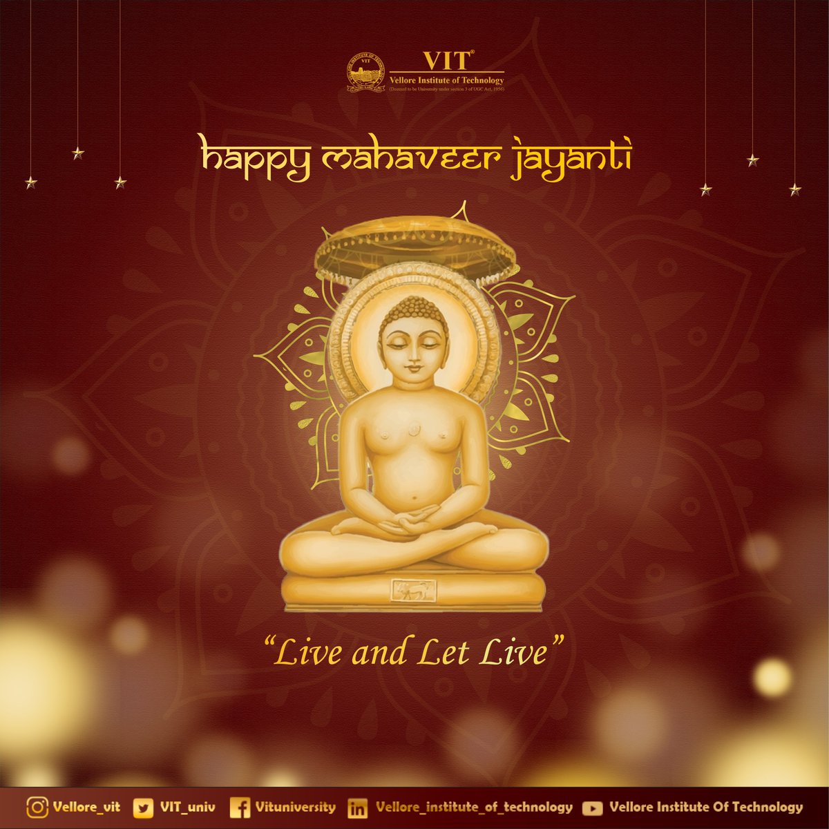 On this auspicious occasion of #MahavirJayanti let’s reflect on the road of truth and nonviolence. #VIT wishes everyone a joyful Mahavir Jayanti! #LordMahavira #Mahavir #LiveAndLetLive #Jainism #MahaveerJayanti #MahavirJanmaKalyanak #Jain #HappyMahavirJayanti #MahavirJayanti2024