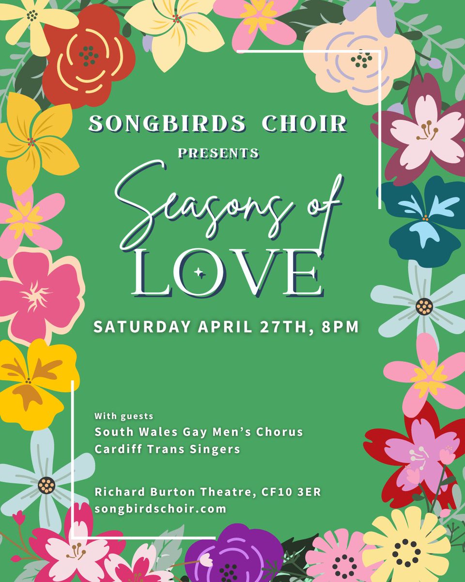 Seasons of Love! A Songbirds Choir concert celebrating a year in song ft @SWGMC and @TransSingers Join us for a time-travelling evening moving you through the highs and lows of five hundred twenty-five thousand, six hundred minutes. Tickets: songbirdsconcert.eventbrite.co.uk