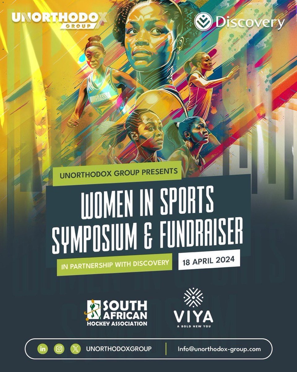 Business of today is the Women In Sports Symposium & Fundraiser 

@unorthodoxgroup @Discovery_SA 

#womeninsport #womenempowerment #womenunorthodox #discoveryvitality #discoverysa