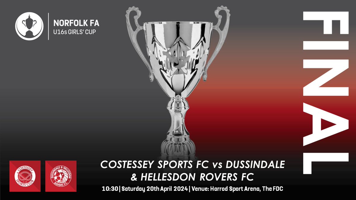 🎟️ TICKETS 🎟️

Make sure to purchase your tickets for Saturday's Norfolk #U16sGirlsCup final between @CostesseySports and @HellesdonYthFC 👇

ticketsource.co.uk/NCFA/norfolk-u…