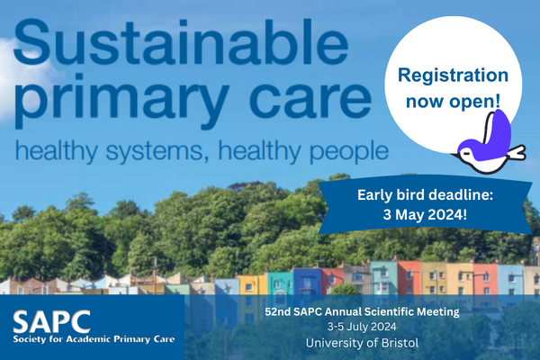 capcbristol's tweet photo. Don't miss the early bird deadline for #SAPC2024, which we are hosting here in Bristol! 📢

We are expecting over 300 delegates to join us for this key event in the #PrimaryCare research calendar.

Register by 3 May for a discounted rate. 🐦
➡️ https://t.co/qWG2z6PACE https://t.co/363UobF3Sc