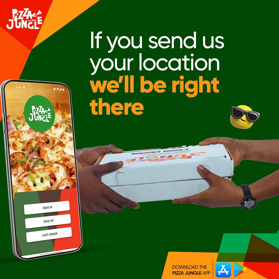 That's right! Place your order, sit back and we'll be at your location. #Pizzajungle #pizza